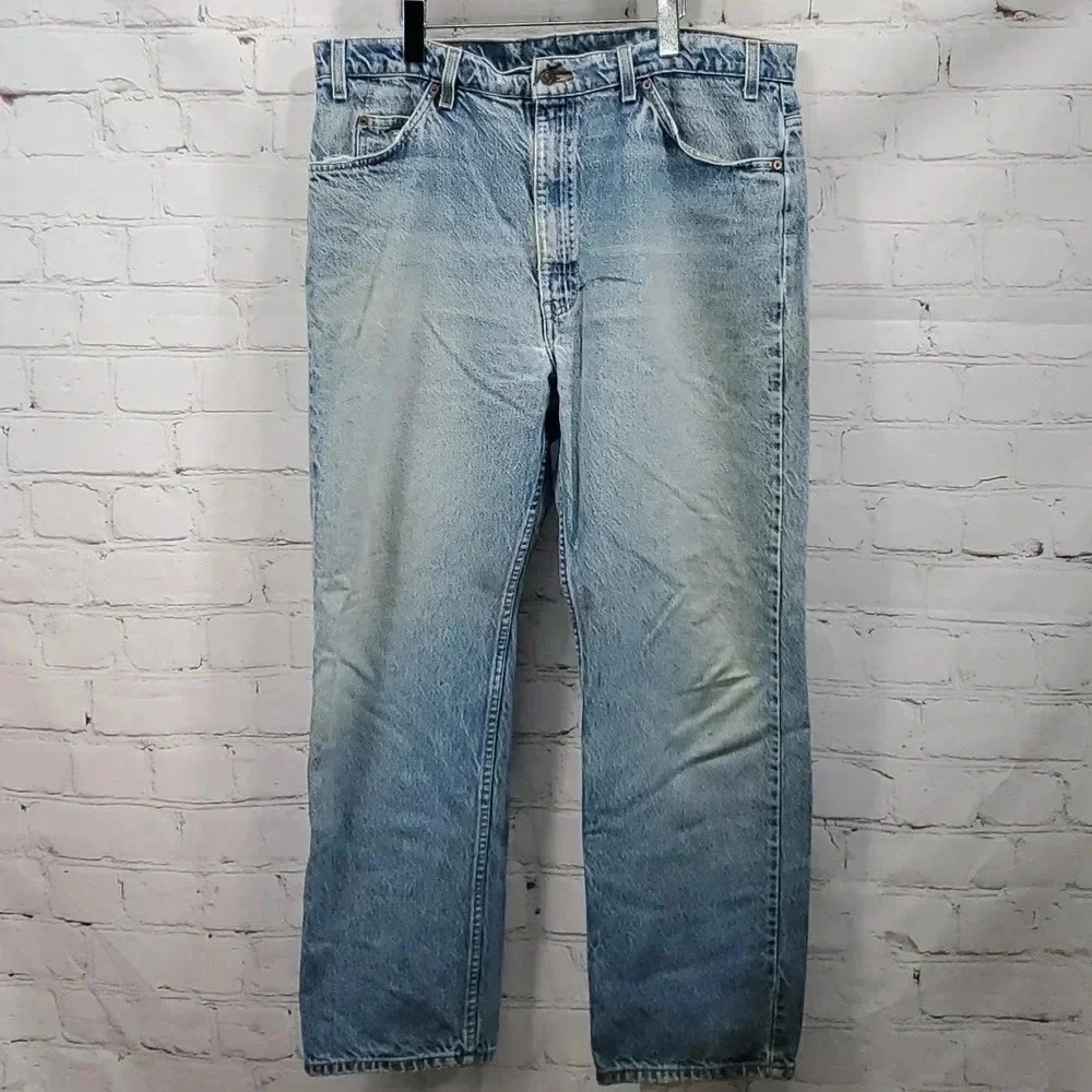 Vintage Levis 505 Orange Tab Light Wash Regular Fit Straight Leg Jean Size 40x30 - Picture 7 of 13
